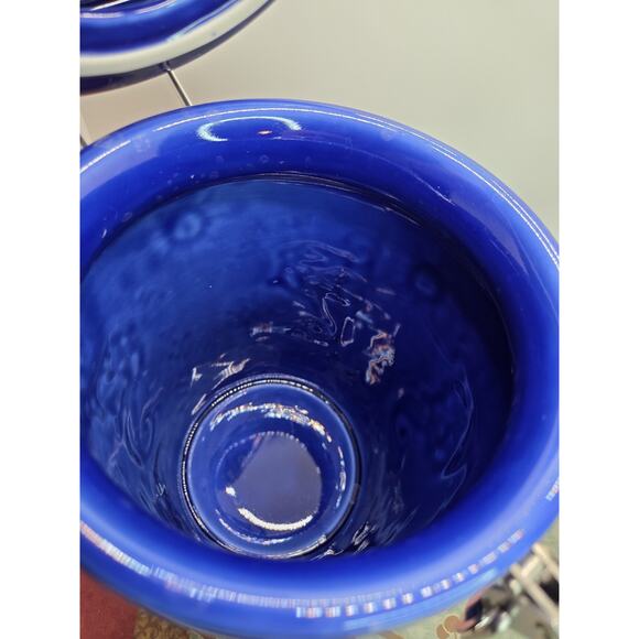 STARBUCKS Cobalt Blue Ceramic COFFEE CANISTER Jar Siren MERMAID 8.5" H - Picture 4 of 8